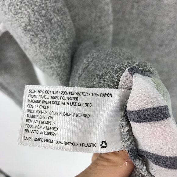 Grey Floral Sheer Front Sweatshirt - Picture 5 of 6